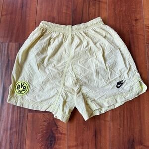 Vintage 1996/97 Borussia Dortmund Yellow Nike Premier Training Shorts Mens Small
